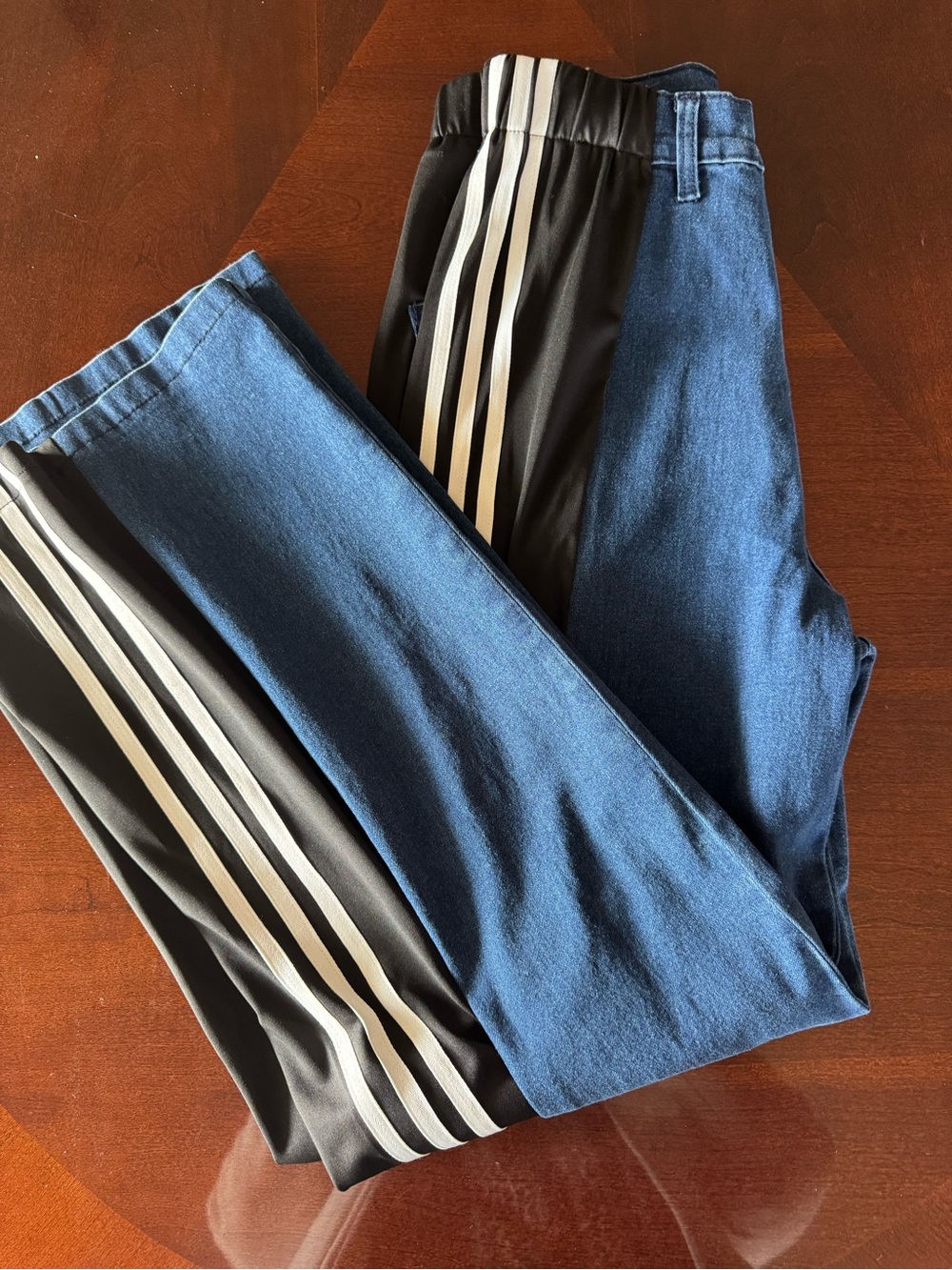 Commense high wasted wide leg hybrid Jean/track pant